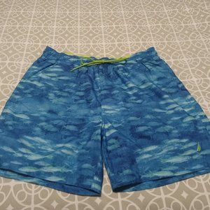 Nautica Men's 8" FISH PRINT SWIM SHORT- Size L